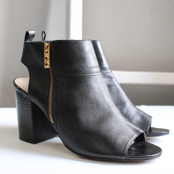 Cole Haan Shoes - Cole Haan Black ZULA SHOOTIE II Leather Peep-Toe Bootie Shootie Heels Size 9.5